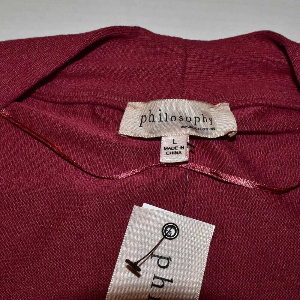 Philosophy Long Sleeve Open Front Longline Cardigan Sweater Size L - Picture 3 of 8